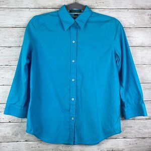 Lauren Ralph Lauren Blue 3/4 sleeve Shirt Small